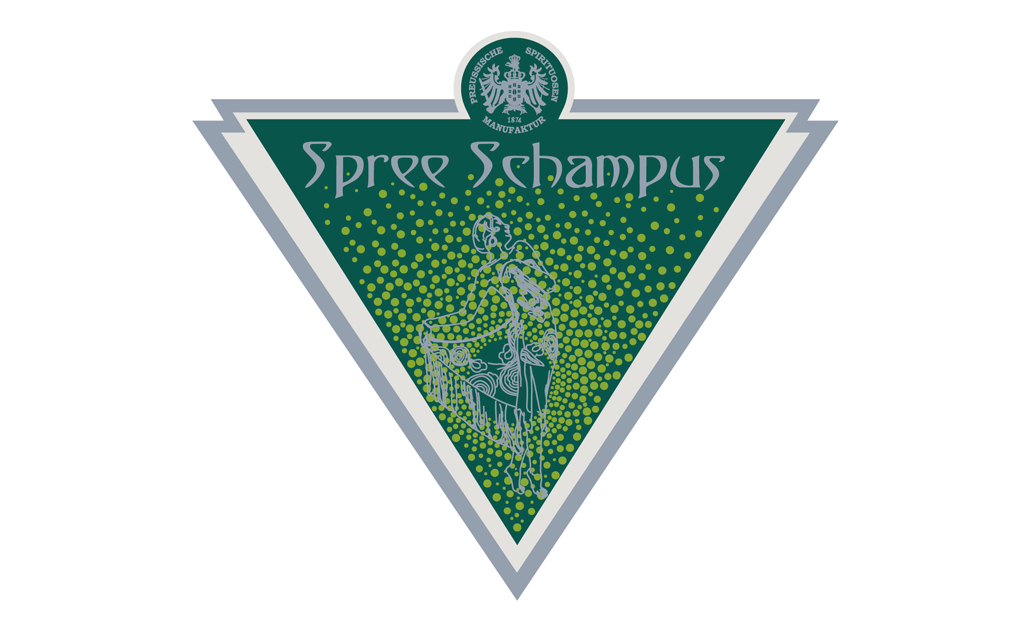 Logo, Ettikettentwicklung, Bierlabel Spree Schampus fuer Preussische Spirituosen Manufaktur Berlin