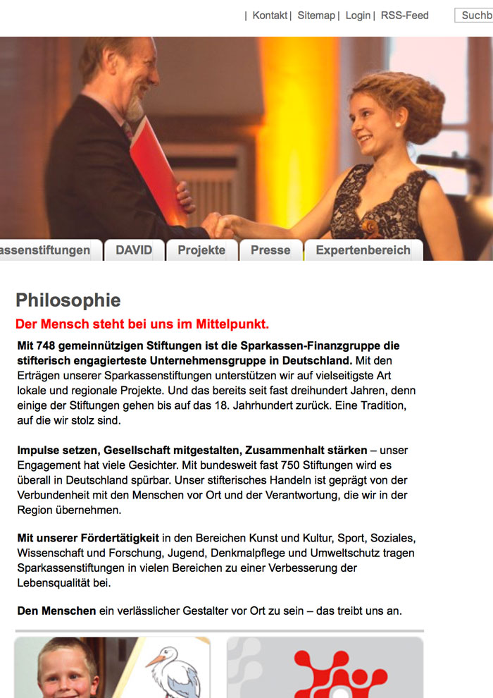 Sparkassenstiftungen Internetportal Seite Philosophie Handlungsprinzipien